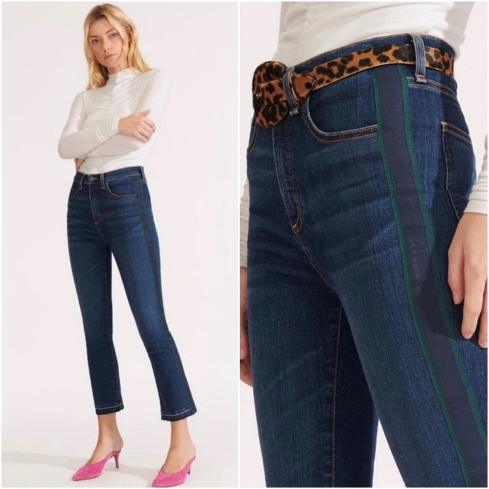 Veronica Beard Carly Tuxedo Kick Flare Jeans High Rise Medium Vintage Size 26/2